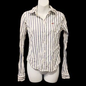 2/$20 Hollister Blue & White Stripes Buttons Down Shirt Size: M